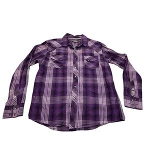 Garth Brooks Sevens Cinch Plaid Western Shirt Men’s L Purple Snap‎ Button Rodeo